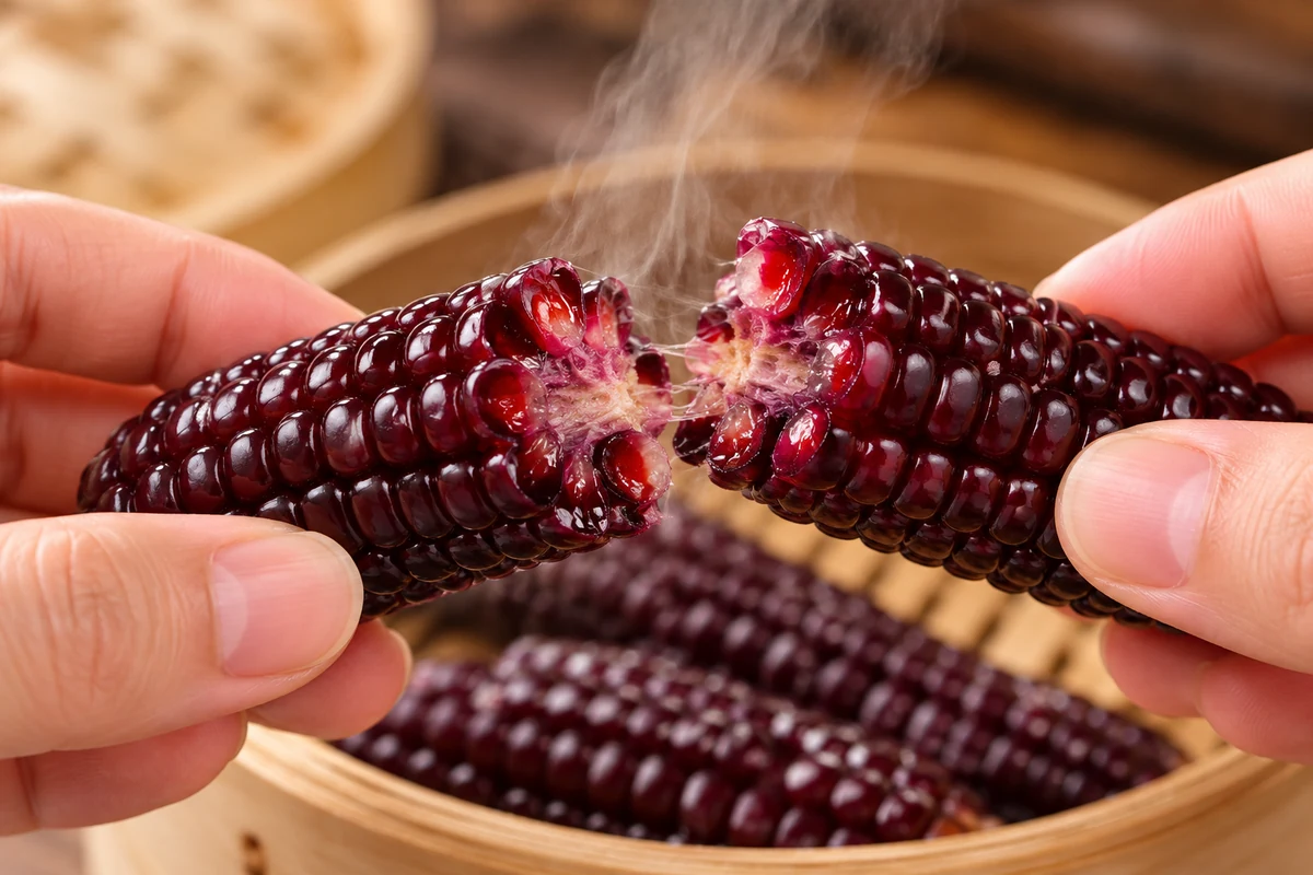 So sánh trực quan cấu trúc đại phân tử 100% Amylopectin phân nhánh và Amylose mạch thẳng trên ngô nếp Mochi Kame Nozoki